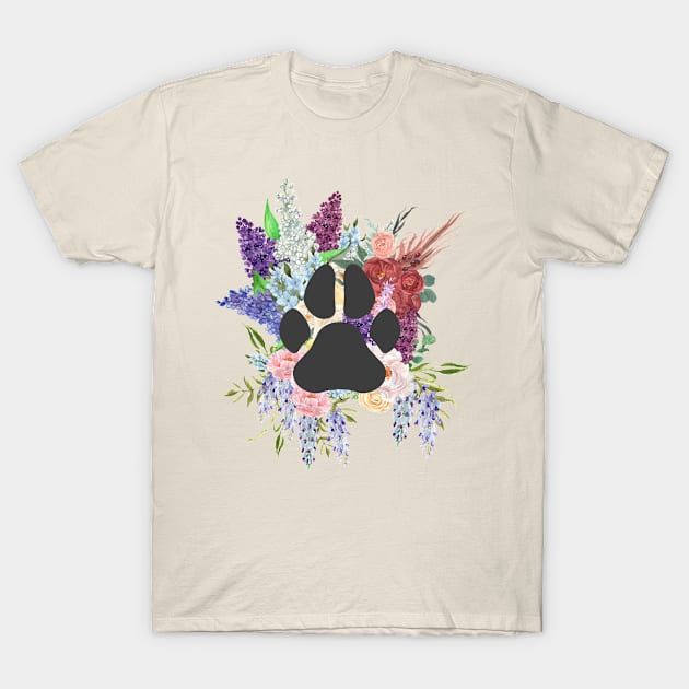 Dog Paws and Flowers T-Shirt by Rainy Afternoon